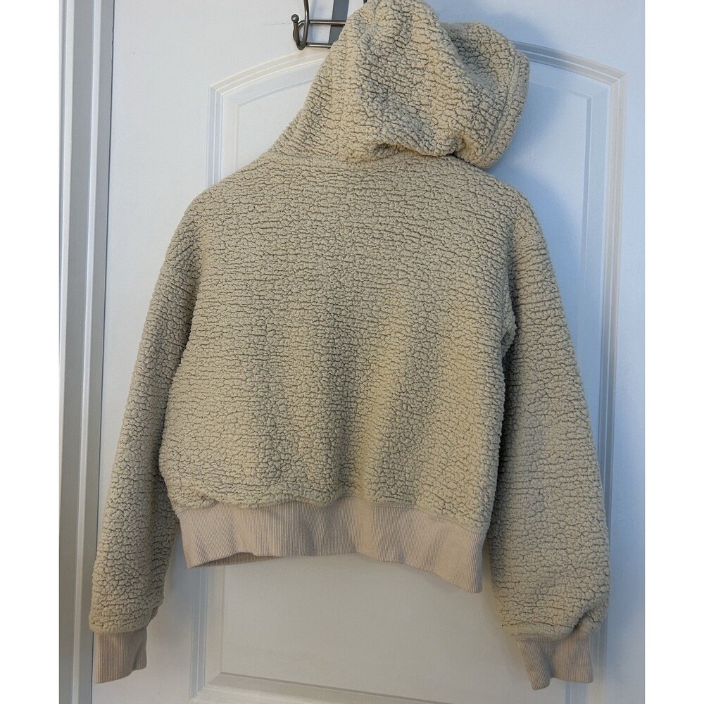 Offline Aerie Womens Sweater Small Hoodie Zip Up Sherpa Cozy Cream Teddy Chunky - Picture 3 of 14